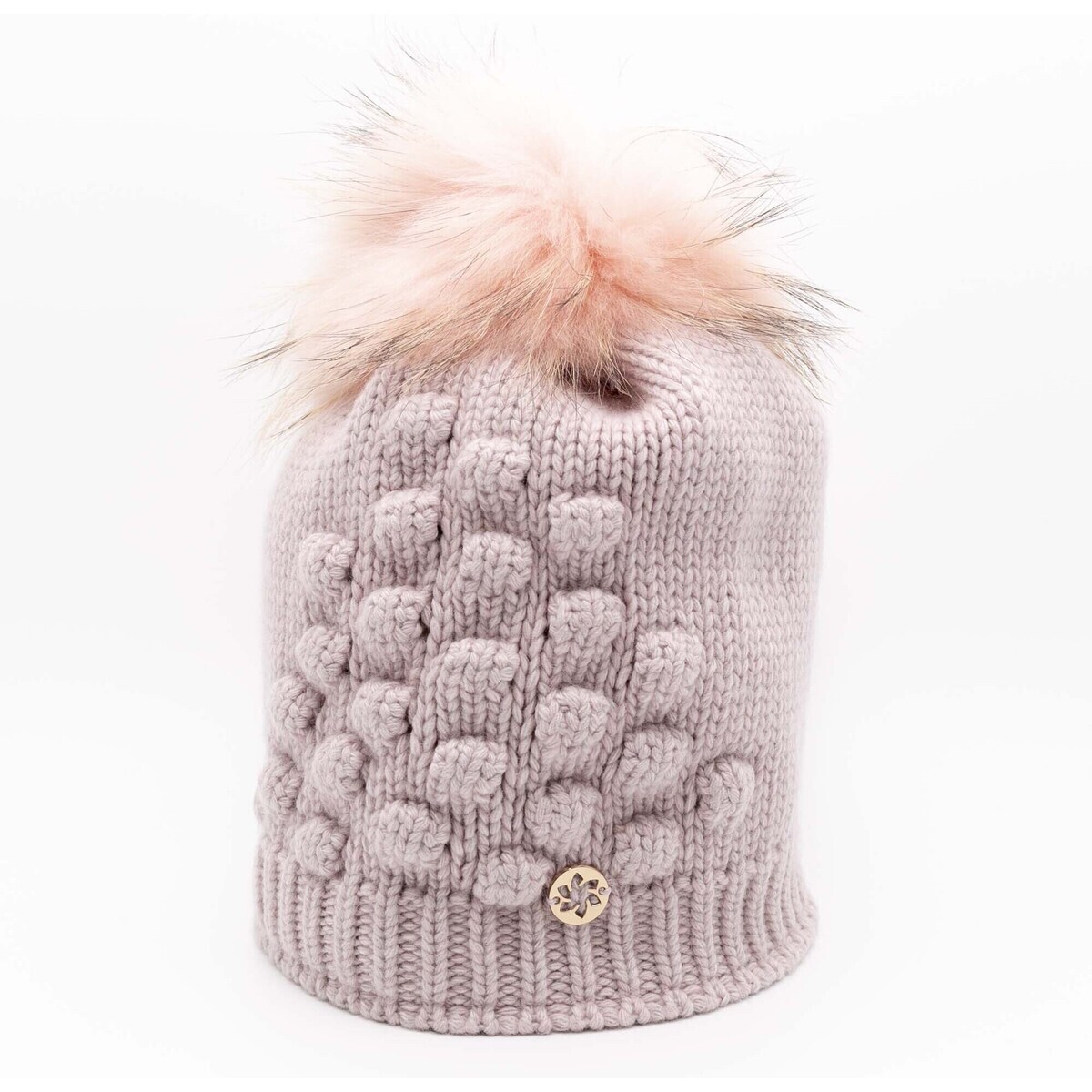 Granadilla  Dubost Fur Beanie With Nuts And Murm Pon  Růžová
