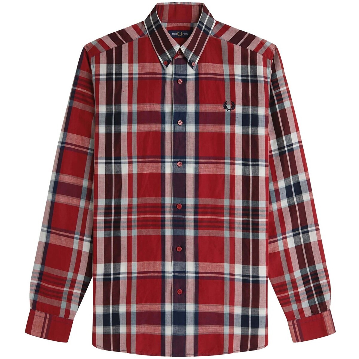 Fred Perry  Fp Madras Check Shirt  Červená