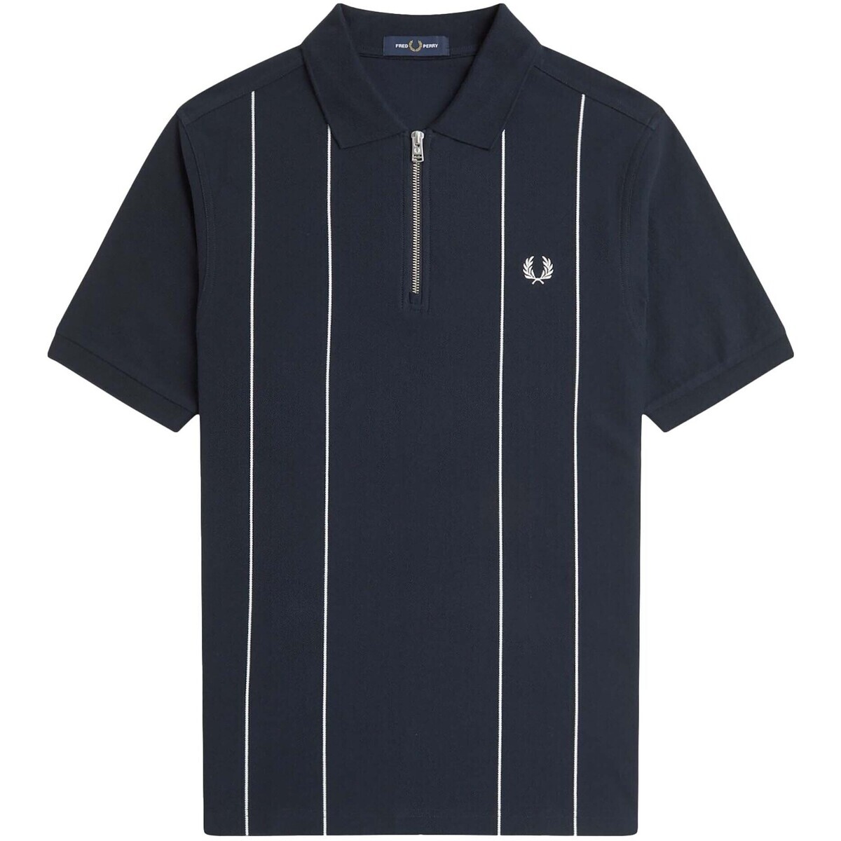 Fred Perry  Fp Pinstripe Zip Neck Shirt  Modrá