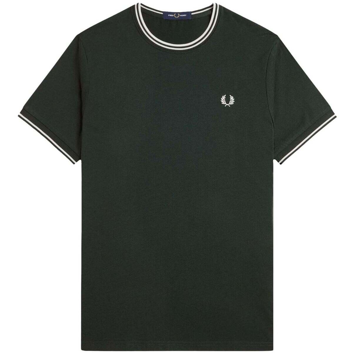 Fred Perry  Twin Tipped T-Shirt Night Green/Snow White  Zelená
