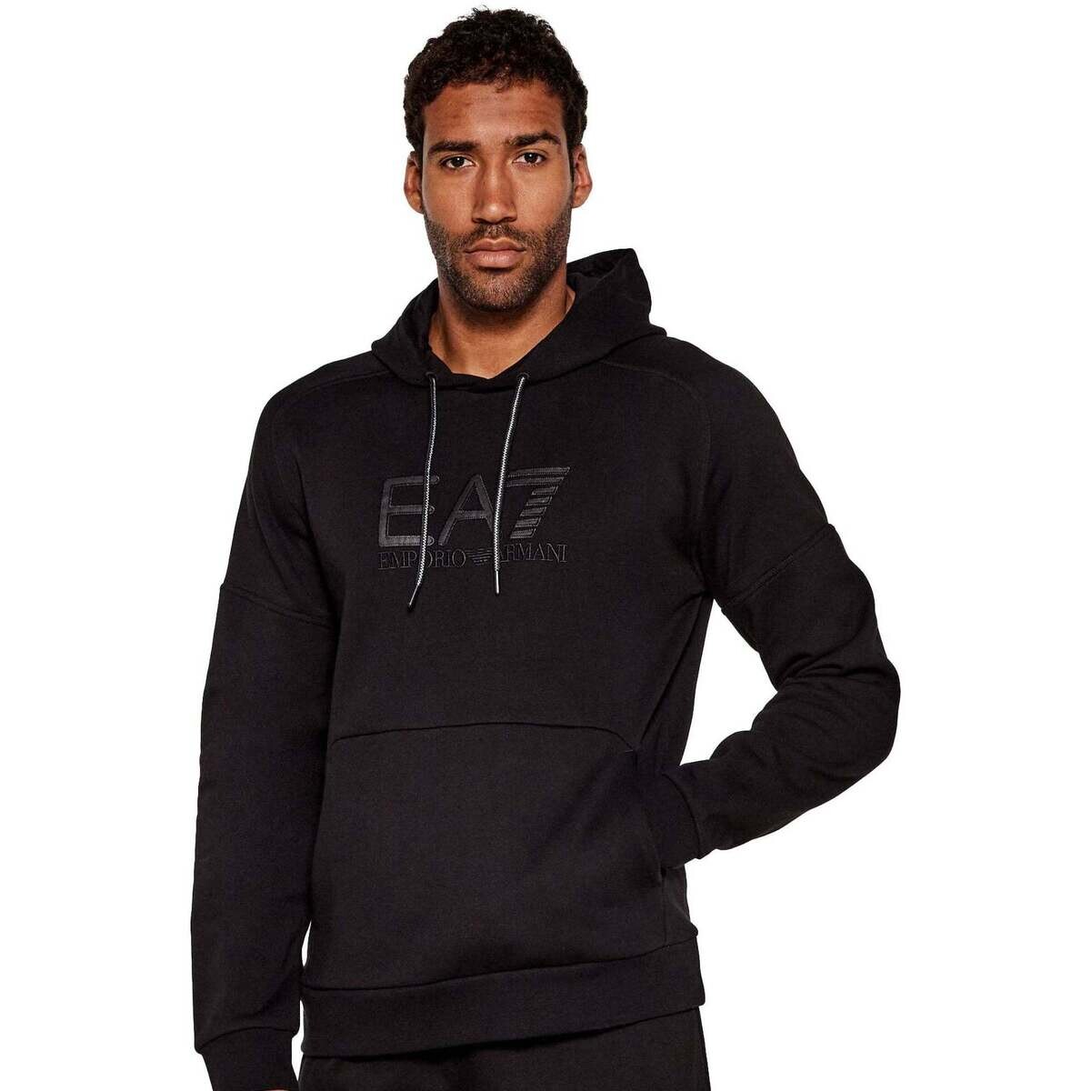 Ea7 Emporio Armani  Visibility Cotton Hoodie Black/Black  Černá