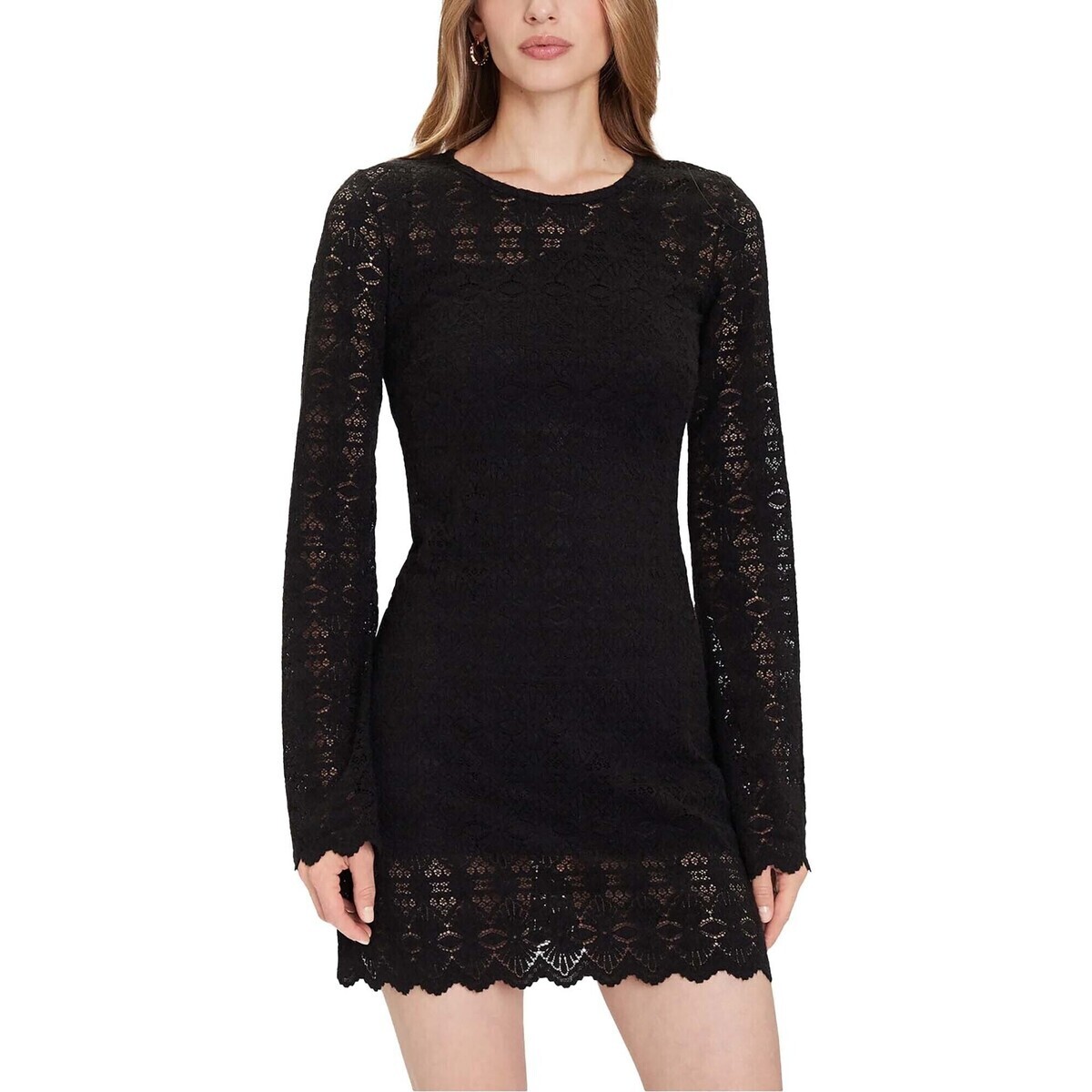 Guess  Ls Flared Bridgette Mini Dress  Černá