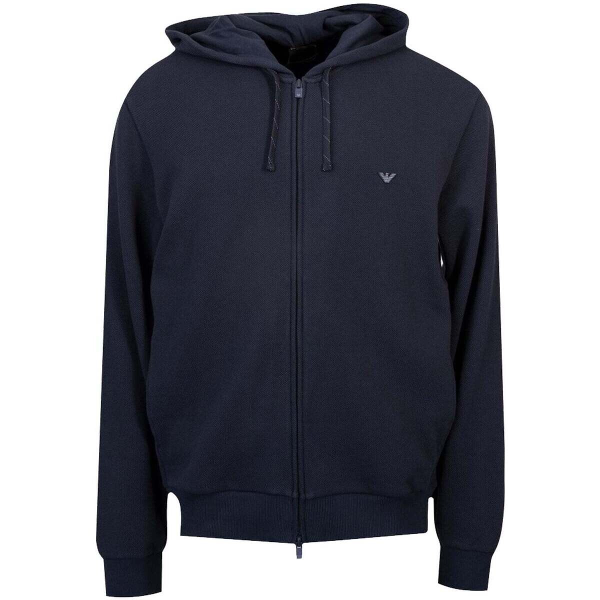 Emporio Armani  Lounge Pique Zip Hoodie Navy  Modrá