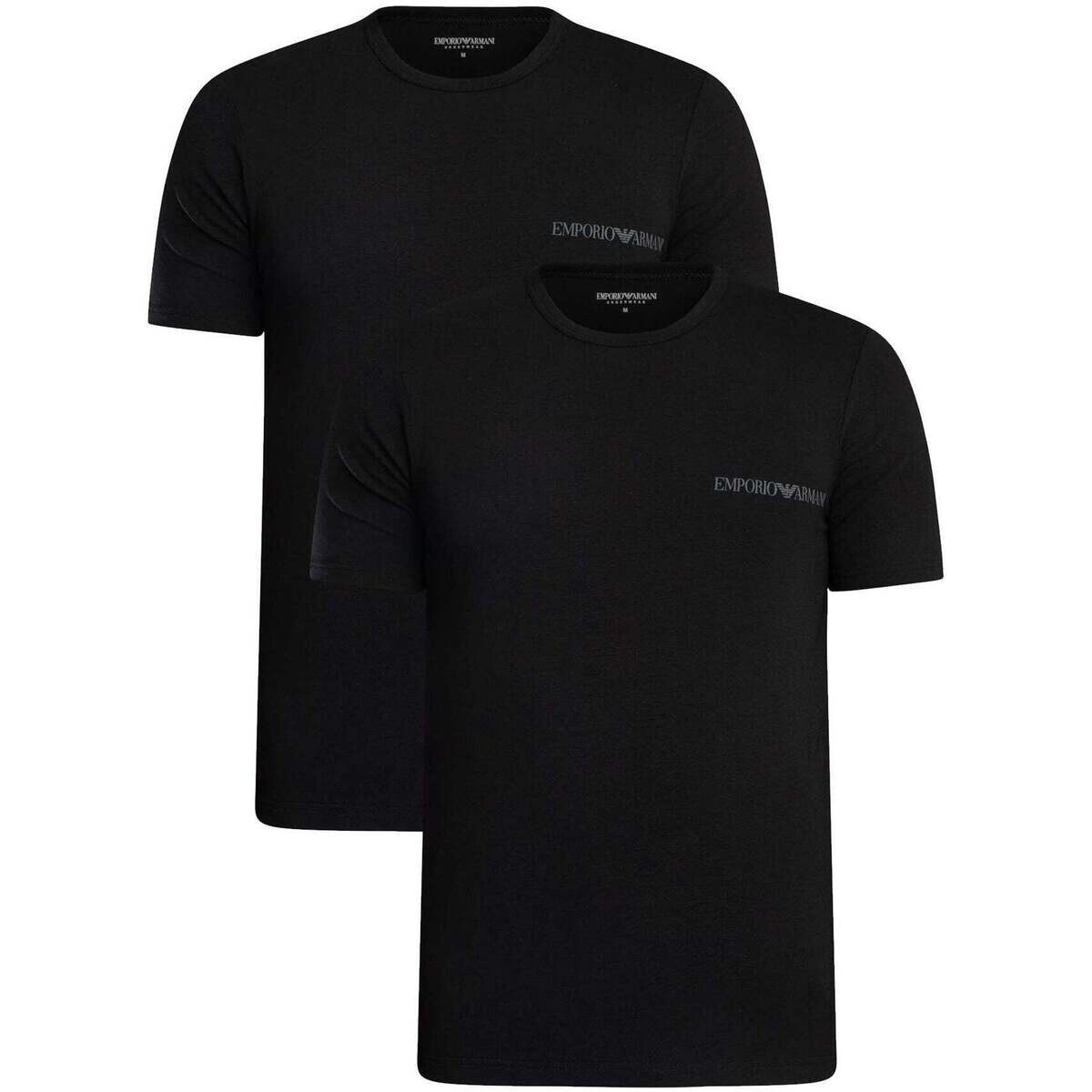 Emporio Armani  Lounge 2 Pack Stretch Cotton T-Shirt Black/Black  Černá