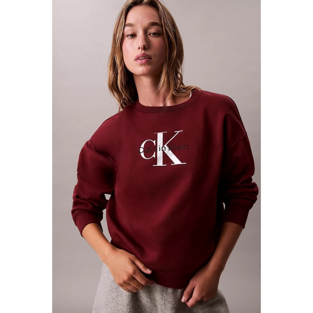 Calvin Klein Jeans  LS MONOLOGO FRENCH TERRY  Červená
