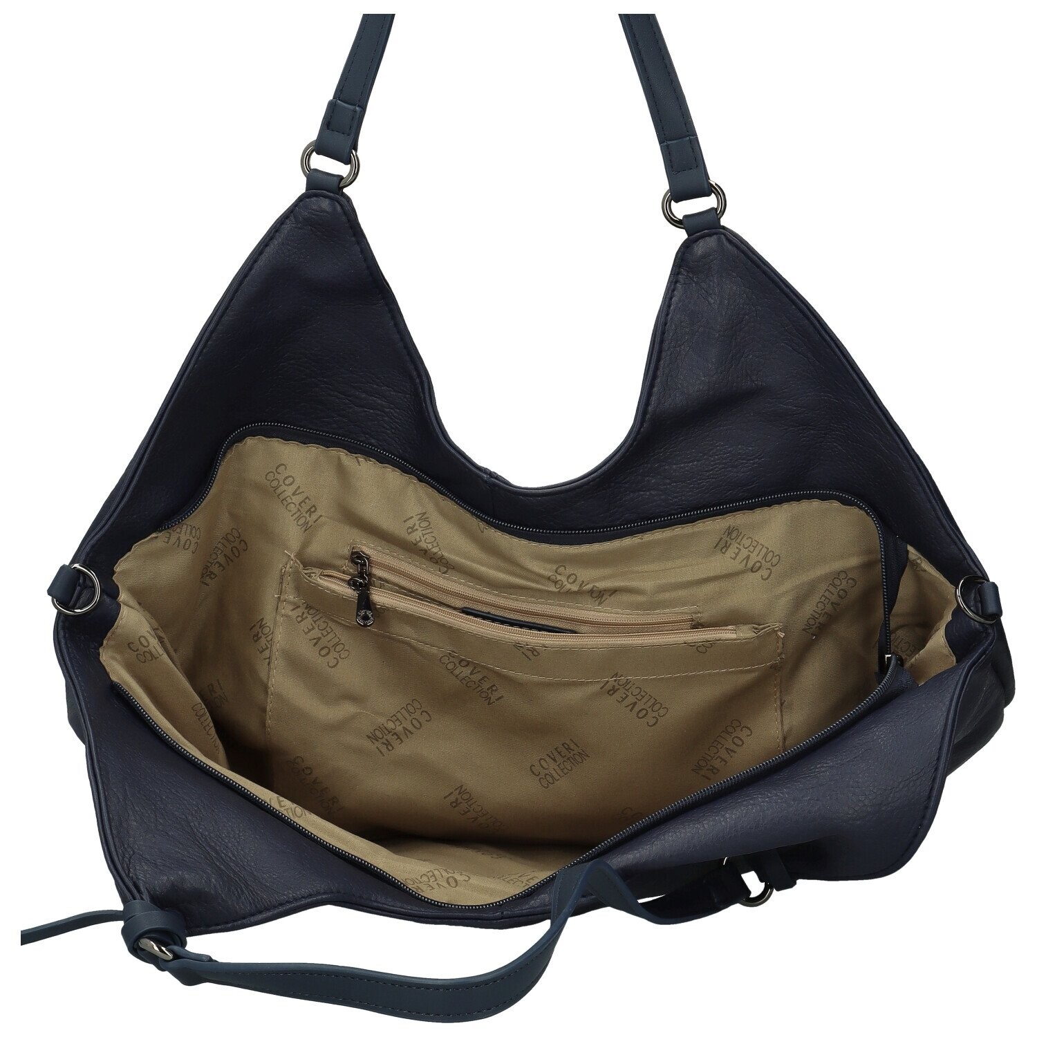 Módní dámská koženková kabelka na rameno Coveri Kayra, tmavě modrá