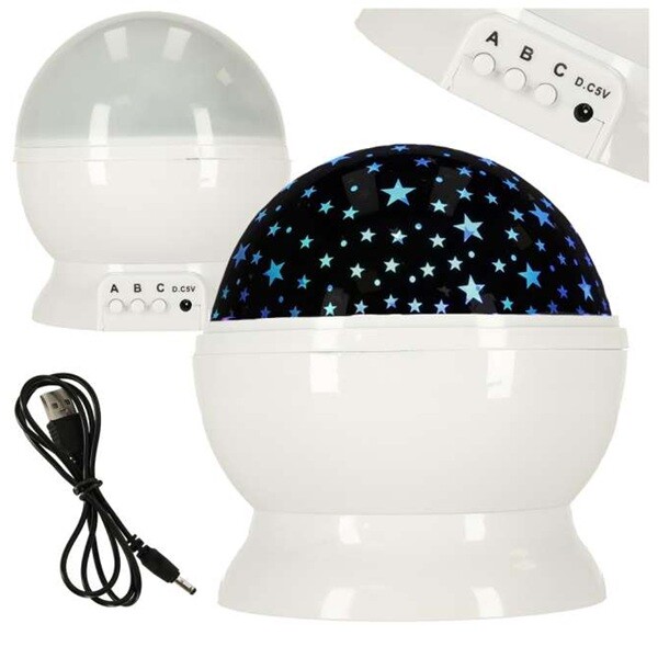 Projektor noční oblohy 2 v 1 bílý