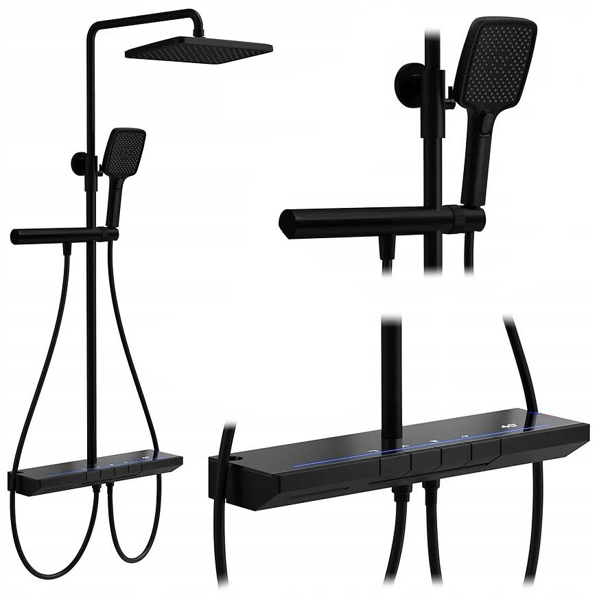 Sprchový set s termostatem Rea Pedro černá