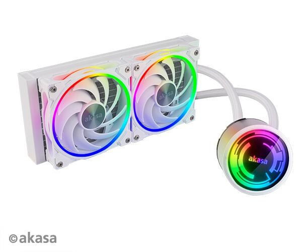 AKASA vodní chladič CPU SOHO 240 Dawn Edition, Dual radiator liquid CPU cooler ARGB LED, White