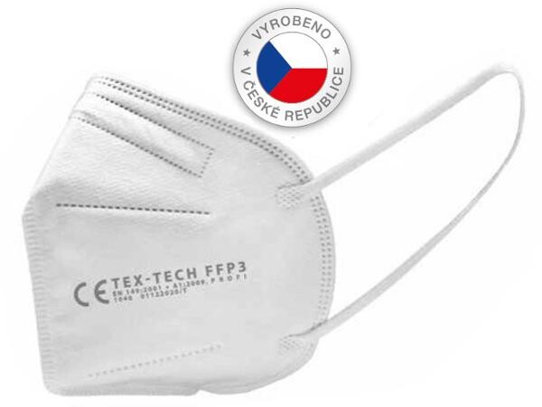Respirátor/ochranná maska FFP3, bílý, 20 ks, vyrobeno v ČR