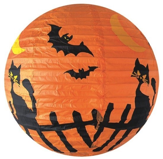 Anděl Kulatý lampion - Kočka s netopýry - 35 cm - 9272