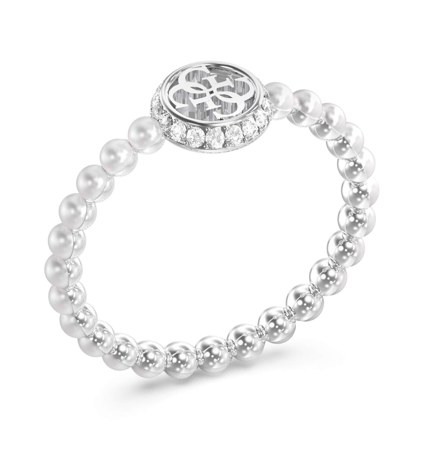 Guess Módní ocelový prsten s perličkami Tiny Pearly JUBR05522JWRH 52 mm