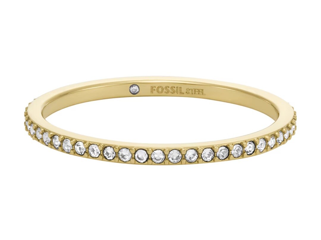 Fossil Třpytivý pozlacený prsten Ellis Pavé JF04686710 59 mm