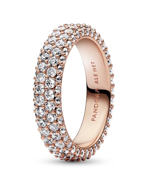 Pandora Elegantní pozlacený prsten se zirkony Timeless Rose 182629C01 52 mm