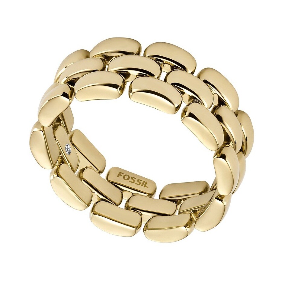 Fossil Stylový dámský prsten z pozlacené oceli Arden JF04785710 60 mm