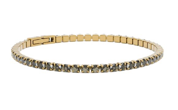 Furiosa Tenisový náramek s šedými krystaly Swarovski SB-MIDNIGHTTENNIS-G 16 cm