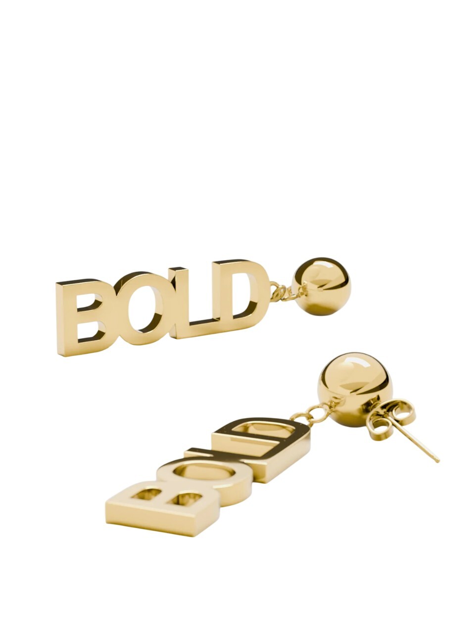 Furiosa Moderní pozlacené náušnice s textem Bold SE-BOLDEARING-G