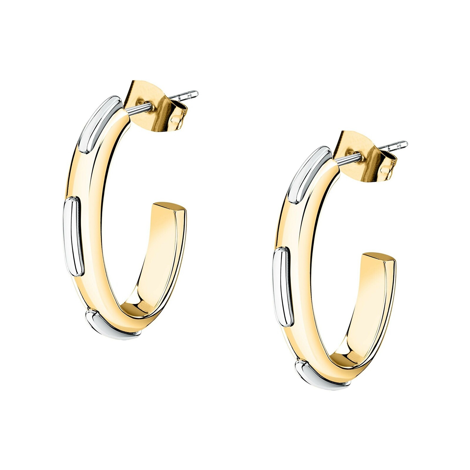 Trussardi Kruhové bicolor náušnice z oceli Concept TJAYY09