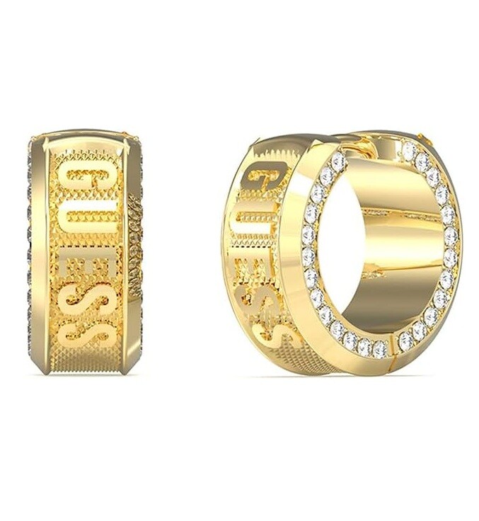 Guess Nadčasové pozlacené kruhy s krystaly pro muže Lion King JUME05013JWYGT/U