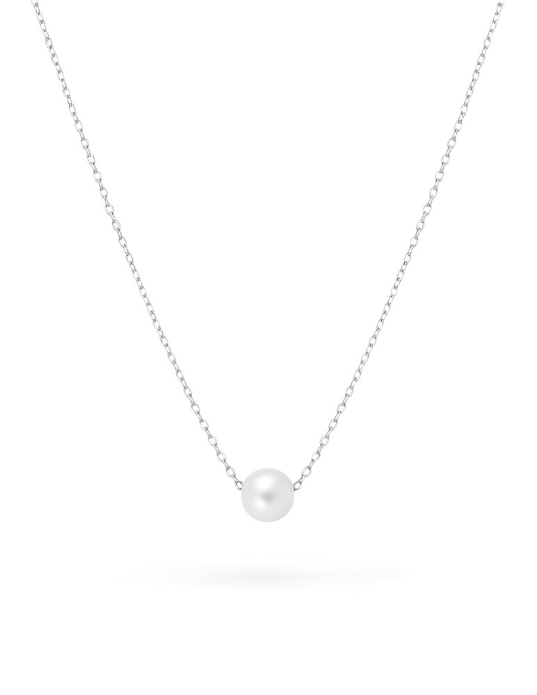 Brilio Půvabný náhrdelník z bílého zlata s říční perlou 14/778.871P Esp
