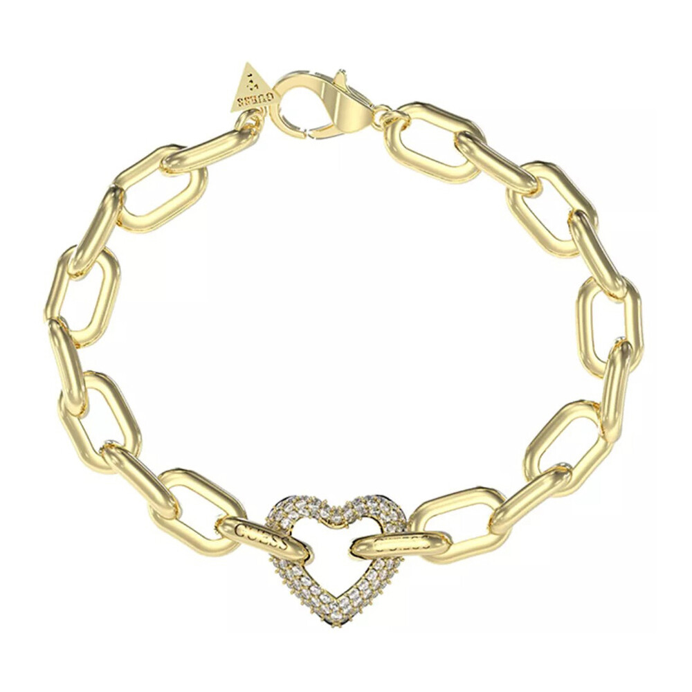 Guess Výrazný pozlacený náramek Srdce Beloved JUBB05016JWYG 18,5 cm
