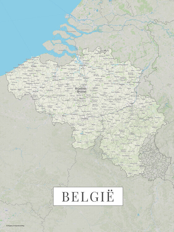 Europosters Mapa Belgie color, 30 × 40 cm