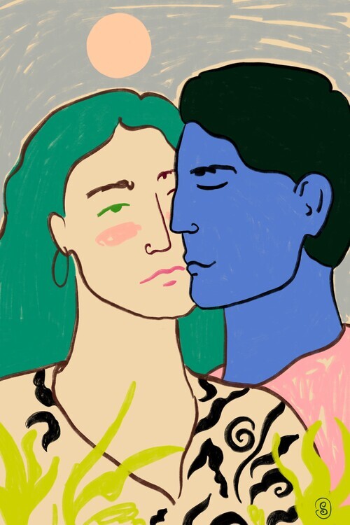 Sandra Poliakov Ilustrace Lovers Under the Moon, Sandra Poliakov, 26.7 × 40 cm