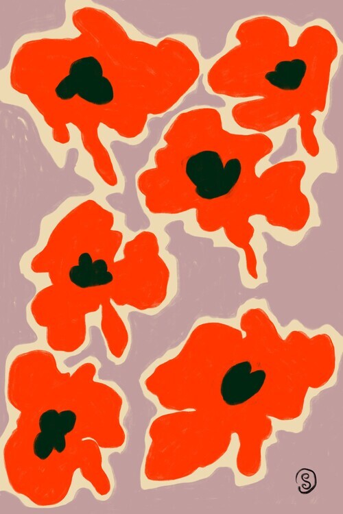 Sandra Poliakov Ilustrace Vibrant Poppy Flowers, Sandra Poliakov, 26.7 × 40 cm