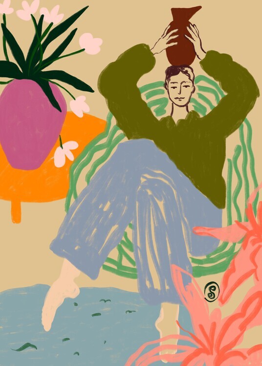 Sandra Poliakov Ilustrace Woman With Vessel, Sandra Poliakov, 30 × 40 cm