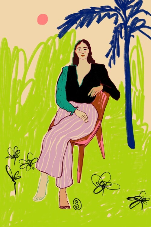 Sandra Poliakov Ilustrace Relaxed Woman, Sandra Poliakov, 26.7 × 40 cm