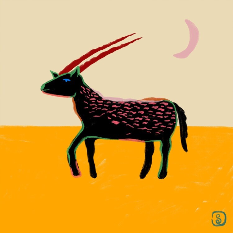 Sandra Poliakov Ilustrace Capricorn Zodiac, Sandra Poliakov, 40 × 40 cm