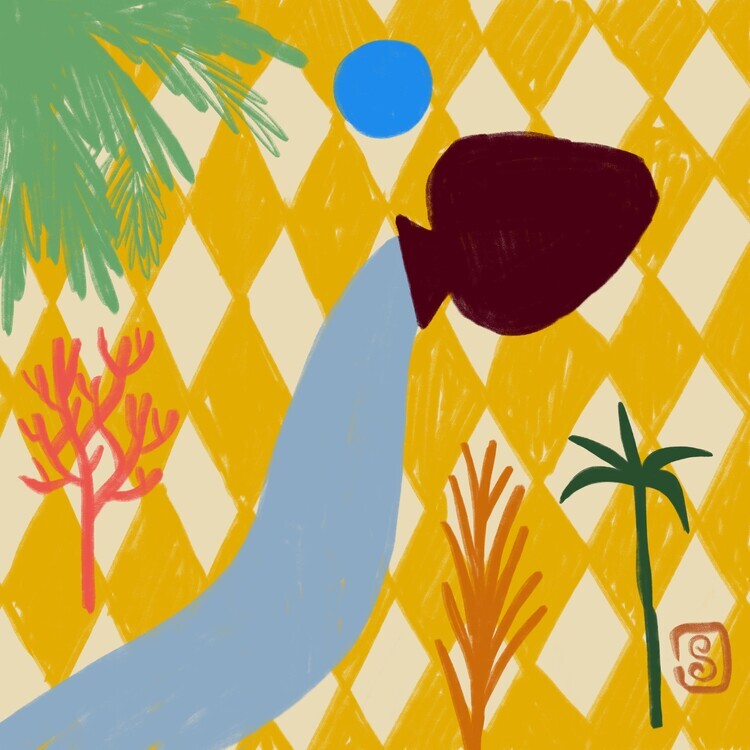 Sandra Poliakov Ilustrace Aquarius, Sandra Poliakov, 40 × 40 cm