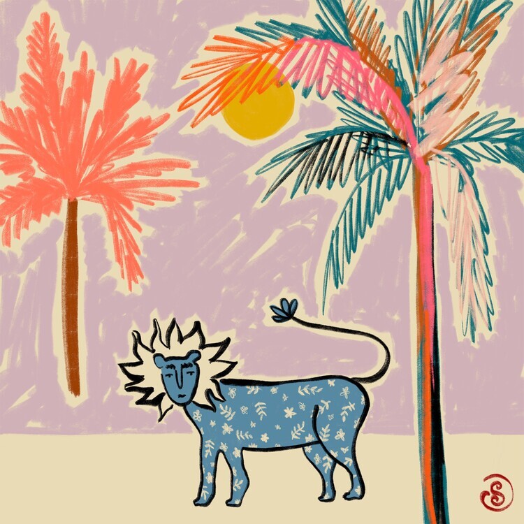 Sandra Poliakov Ilustrace LEO  Zodiac, Sandra Poliakov, 40 × 40 cm