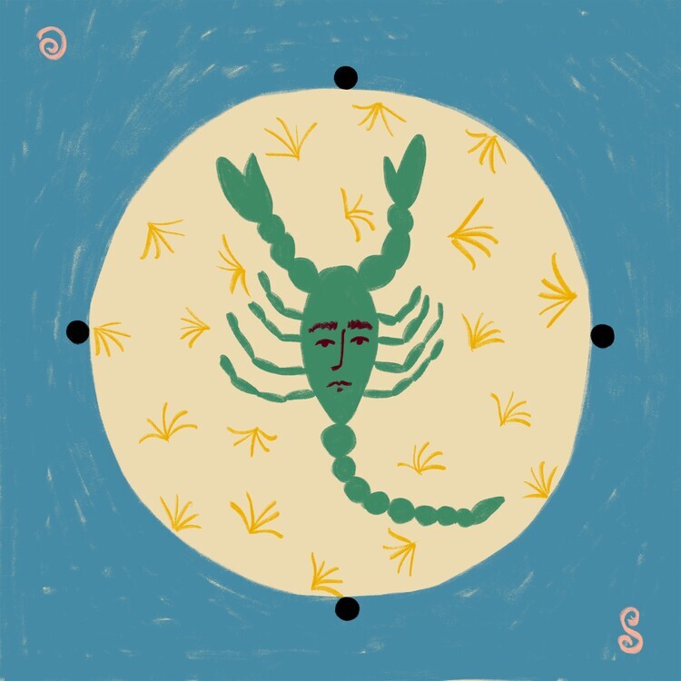 Sandra Poliakov Ilustrace Scorpio Zodiac, Sandra Poliakov, 40 × 40 cm