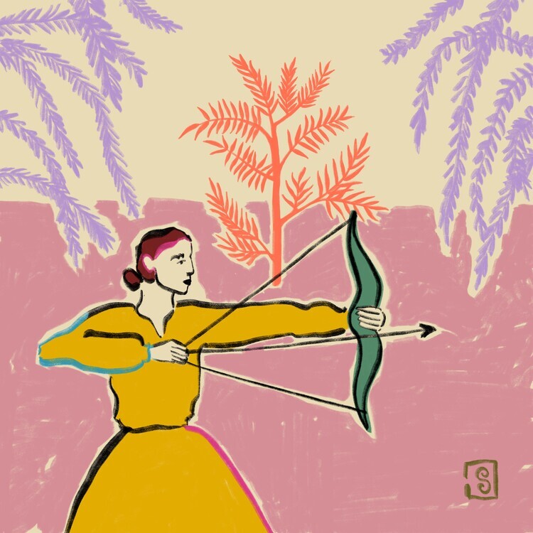 Sandra Poliakov Ilustrace Sagittarius Zodiac, Sandra Poliakov, 40 × 40 cm