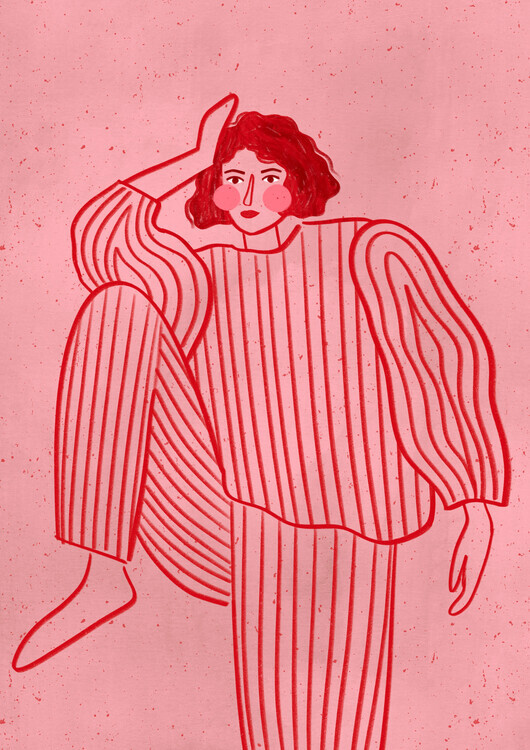 Bea Muller Ilustrace The Woman With the Striped Pyjama, Bea Muller, 30 × 40 cm