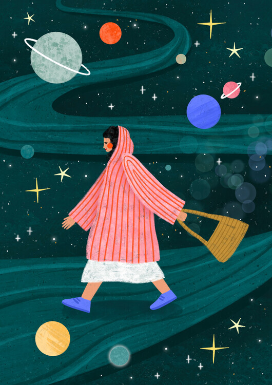 Bea Muller Ilustrace Universe Walk, Bea Muller, 30 × 40 cm