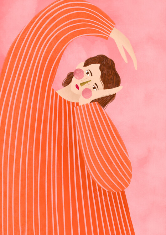 Bea Muller Ilustrace The Woman With the Orange Dress, Bea Muller, 30 × 40 cm