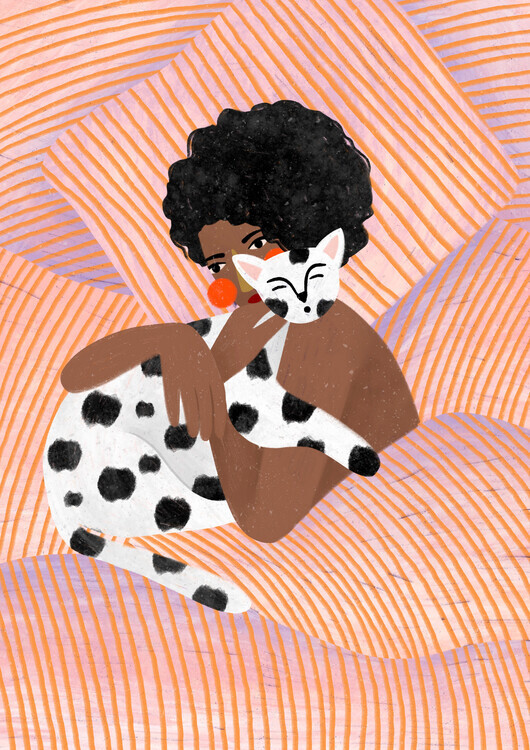 Bea Muller Ilustrace Cat Cuddle, Bea Muller, 30 × 40 cm