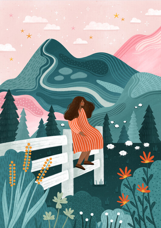 Bea Muller Ilustrace On the Fence, Bea Muller, 30 × 40 cm