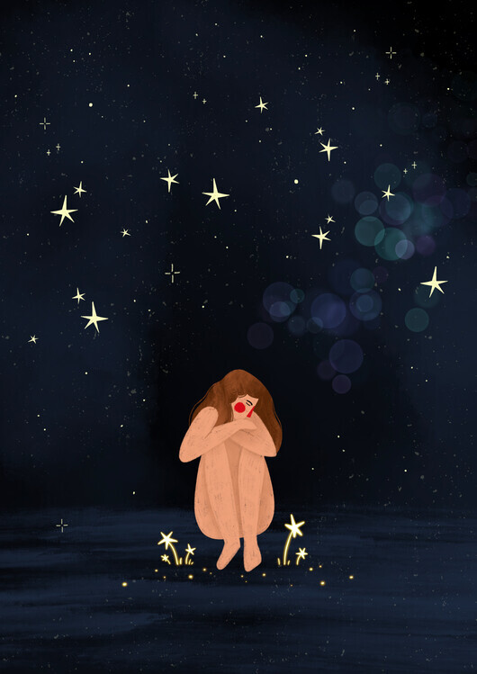 Bea Muller Ilustrace Starlit Solitude, Bea Muller, 30 × 40 cm