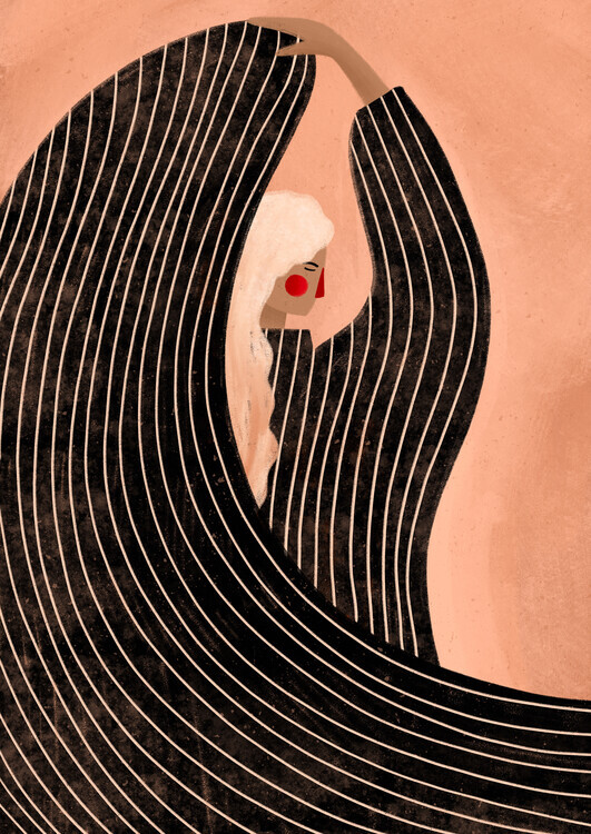 Bea Muller Ilustrace The Woman With the Black Dress, Bea Muller, 30 × 40 cm