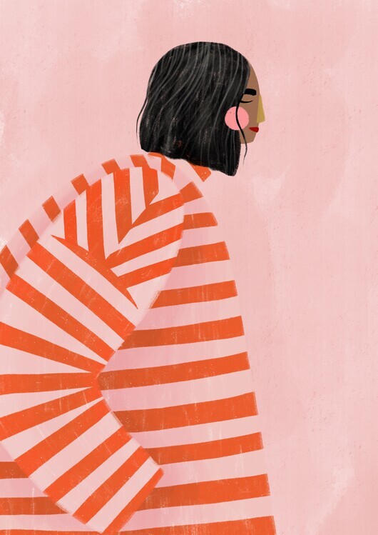 Bea Muller Ilustrace The Woman With the Orange Stripes, Bea Muller, 30 × 40 cm