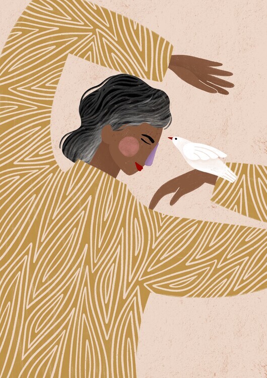 Bea Muller Ilustrace The Woman With a Bird, Bea Muller, 30 × 40 cm