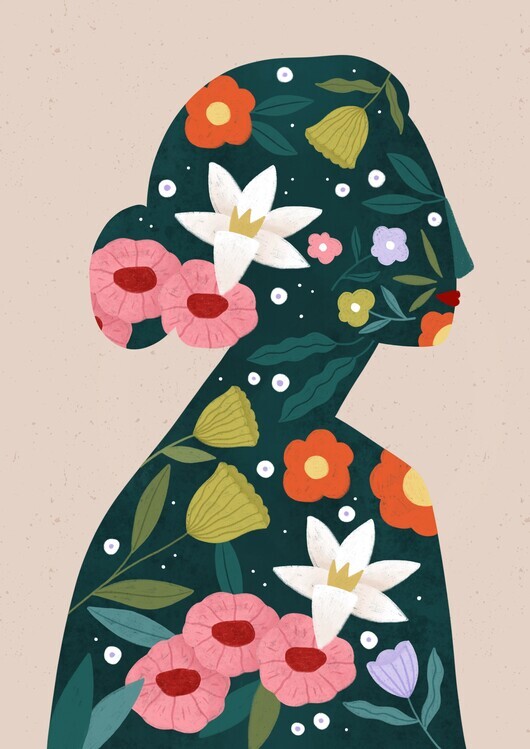 Bea Muller Ilustrace Filled With Flowers, Bea Muller, 30 × 40 cm