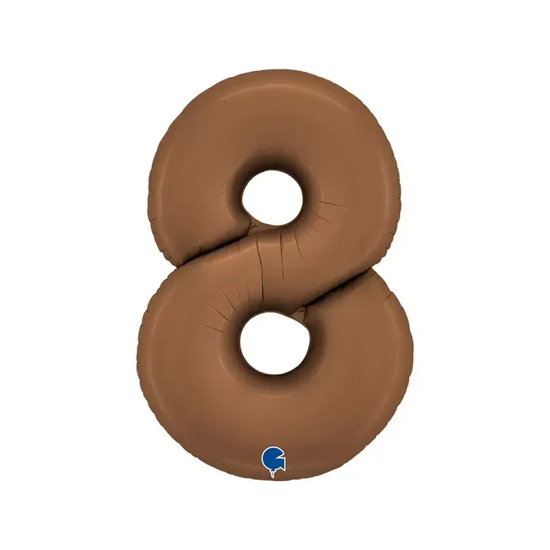Balónek fóliový čislice 8 saténová hnědá 102 cm