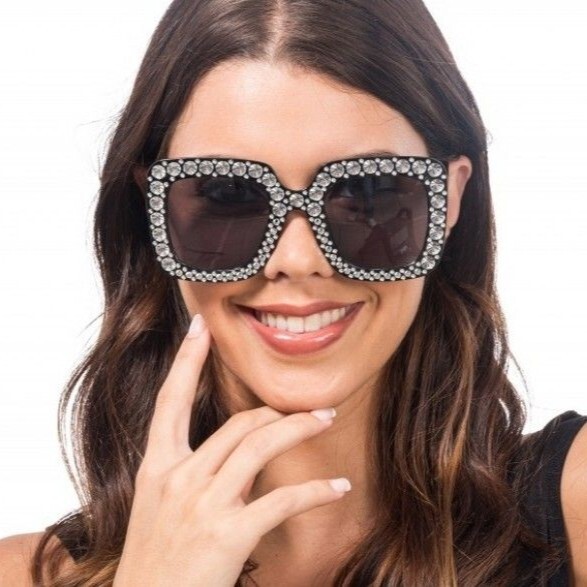 Brýle černé s kamínkovým lemováním