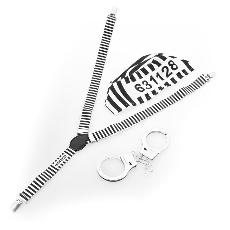 Set Vězeň (kšandy, pouta, čepice)