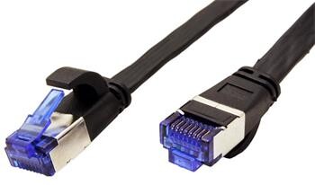 FTP patchkabel kat. 6a, plochý, 1,5m, černý