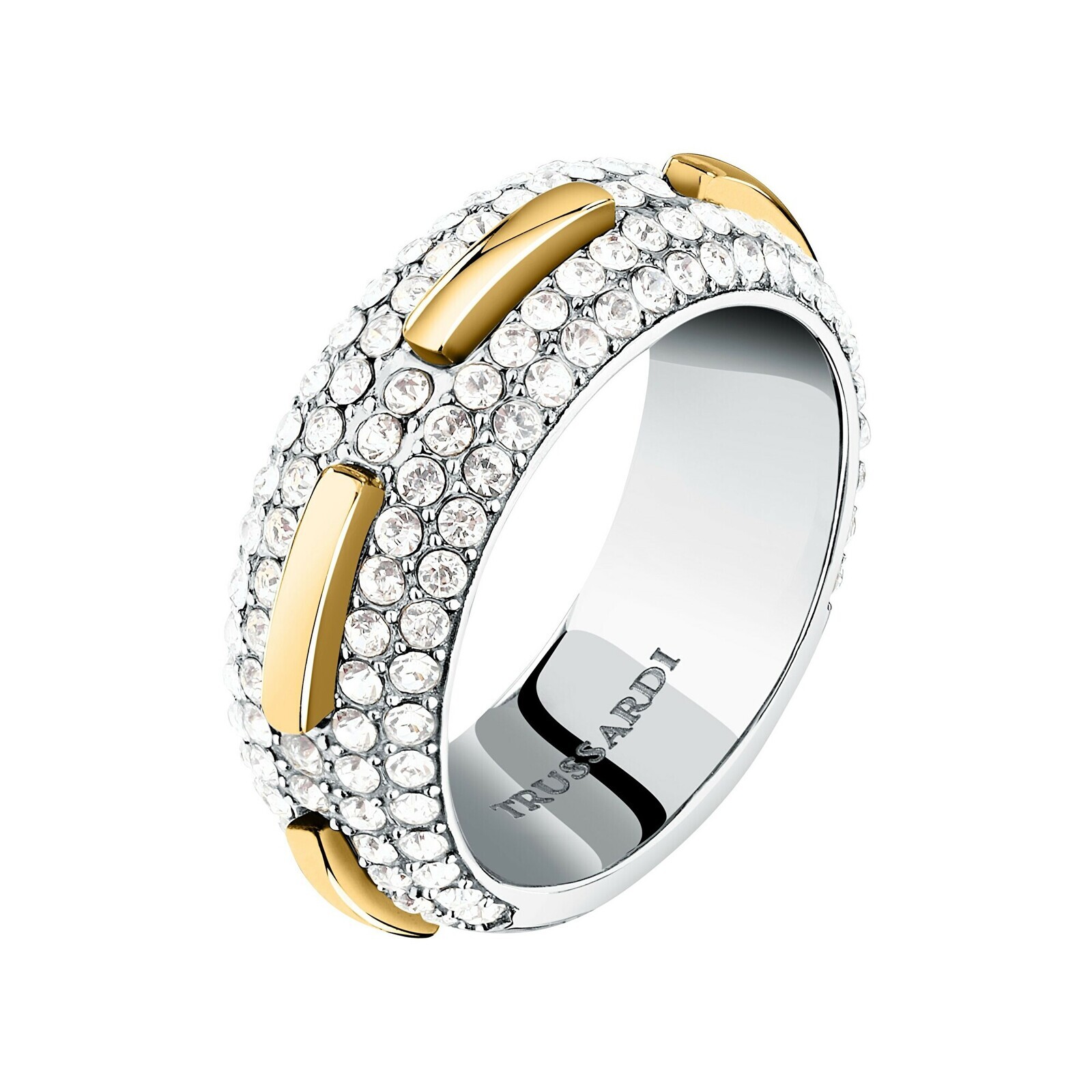 Trussardi Oslnivý bicolor prsten z oceli Concept TJAYY12012 58 mm